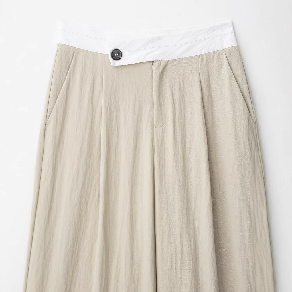 Stitching Waist High Waist Wide Leg Trousers