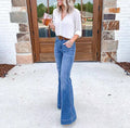 Women's Simple Flared Wide-leg Denim Trousers