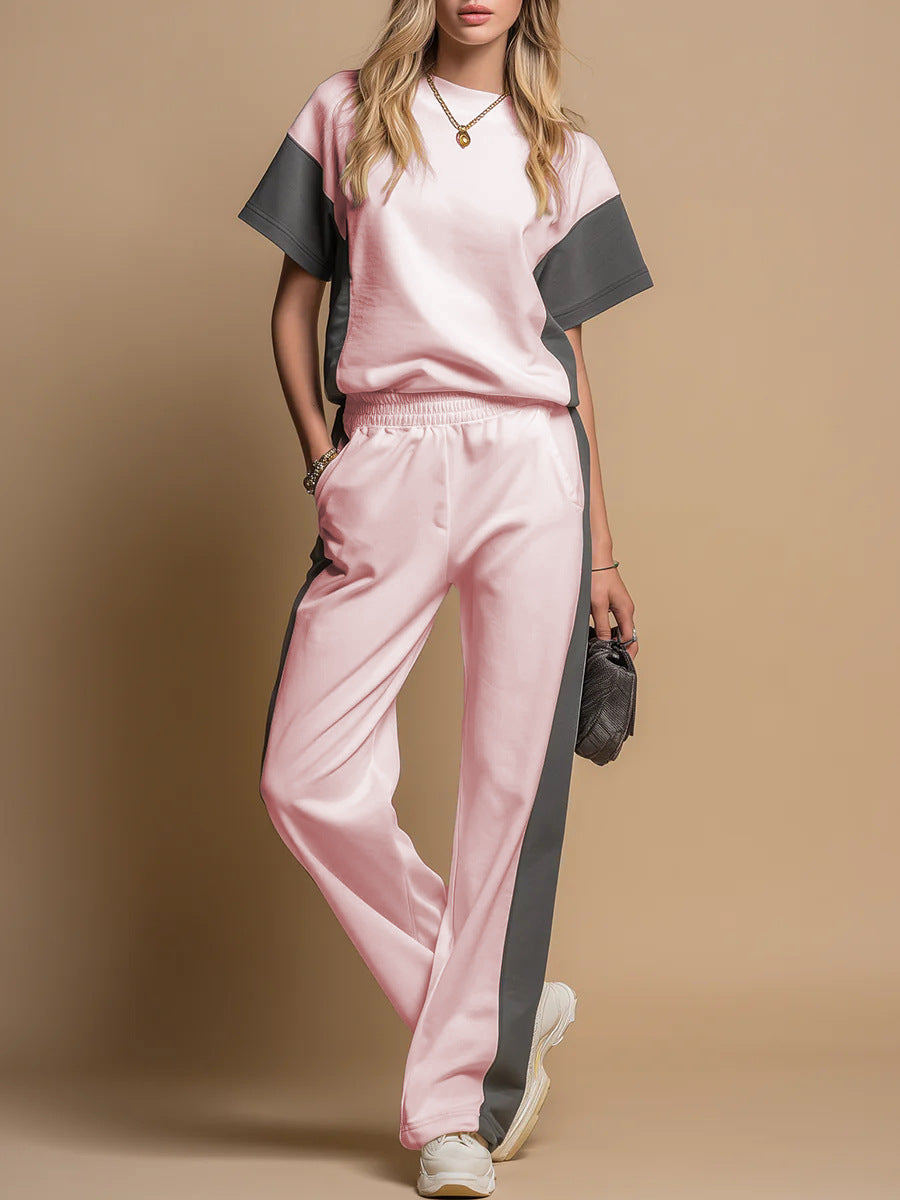 Stylish Minimalist And Relaxed Fit Womens Short Sleeve Set