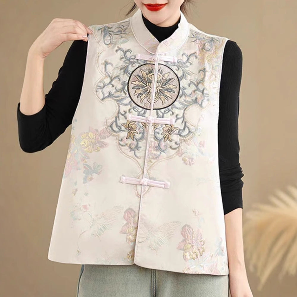 New Chinese Jacquard Embroidery Vest Coat