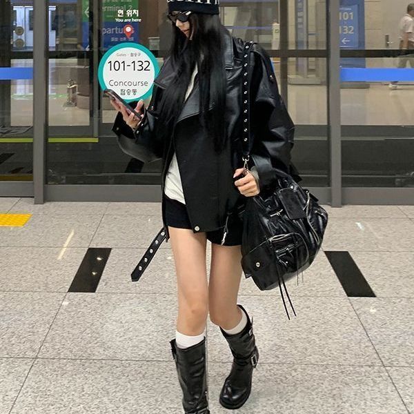 Biker's Leather Jacket Women's Loose All-match Retro