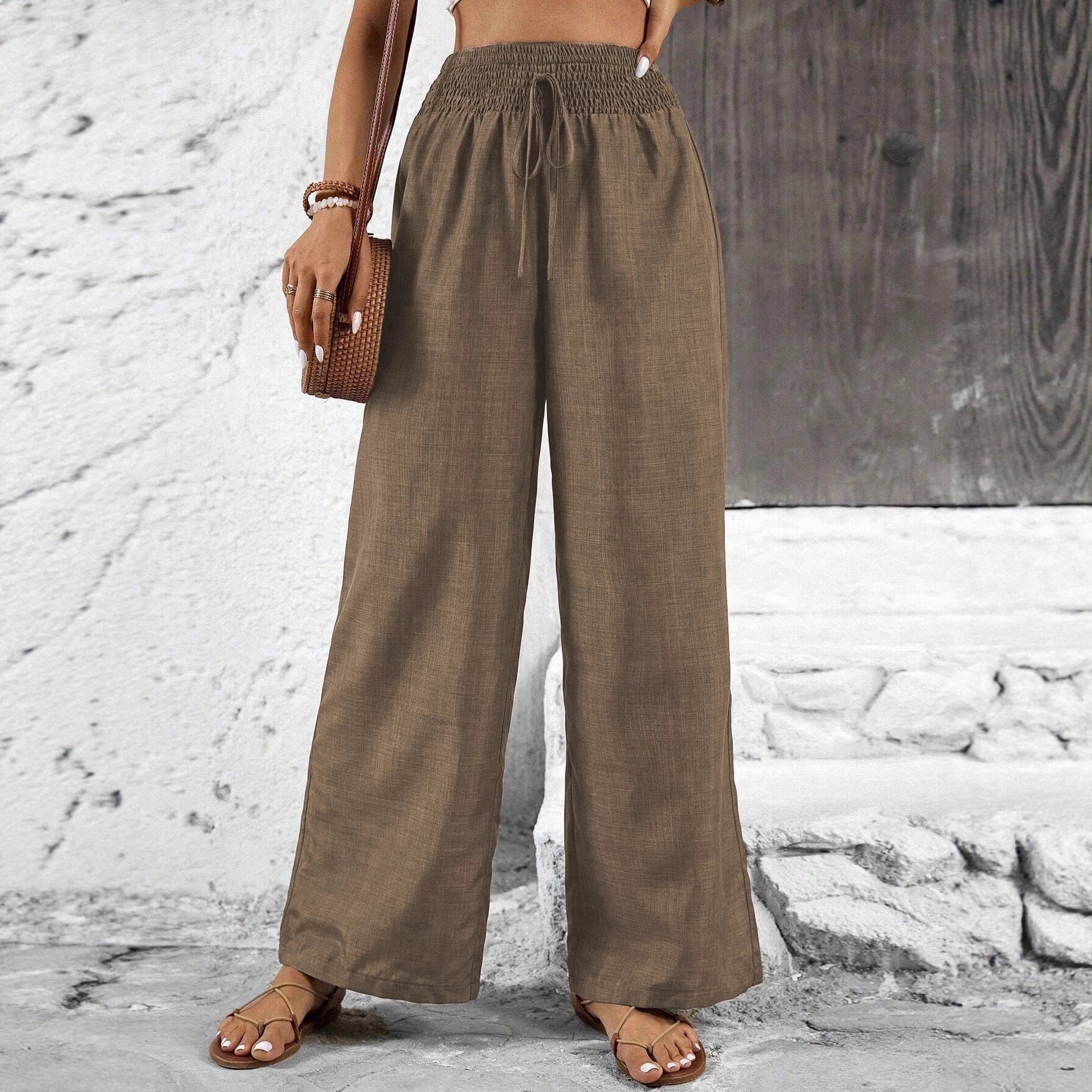 Retro Casual Pants High-waisted Trousers Women