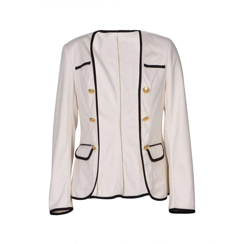 Color-Block Patchwork Long-Sleeve Jacket With Buttons