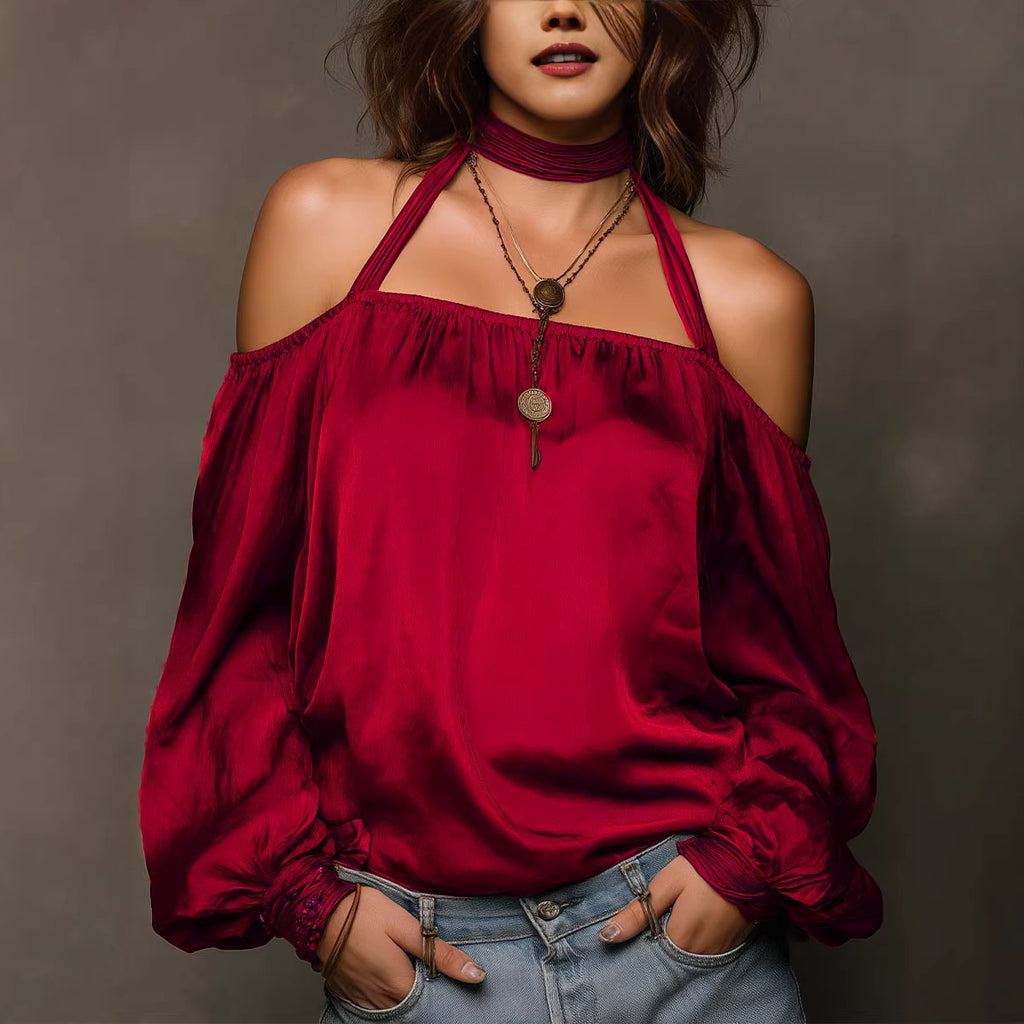 Stylish Casual Off-shoulder Satin Top