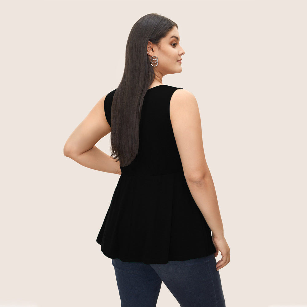 French Square Neck Unique High-end Design Loose Sleeveless Top