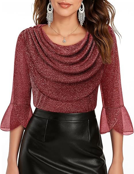 Womens Sophisticated Elegant Off-shoulder Mesh Blouse