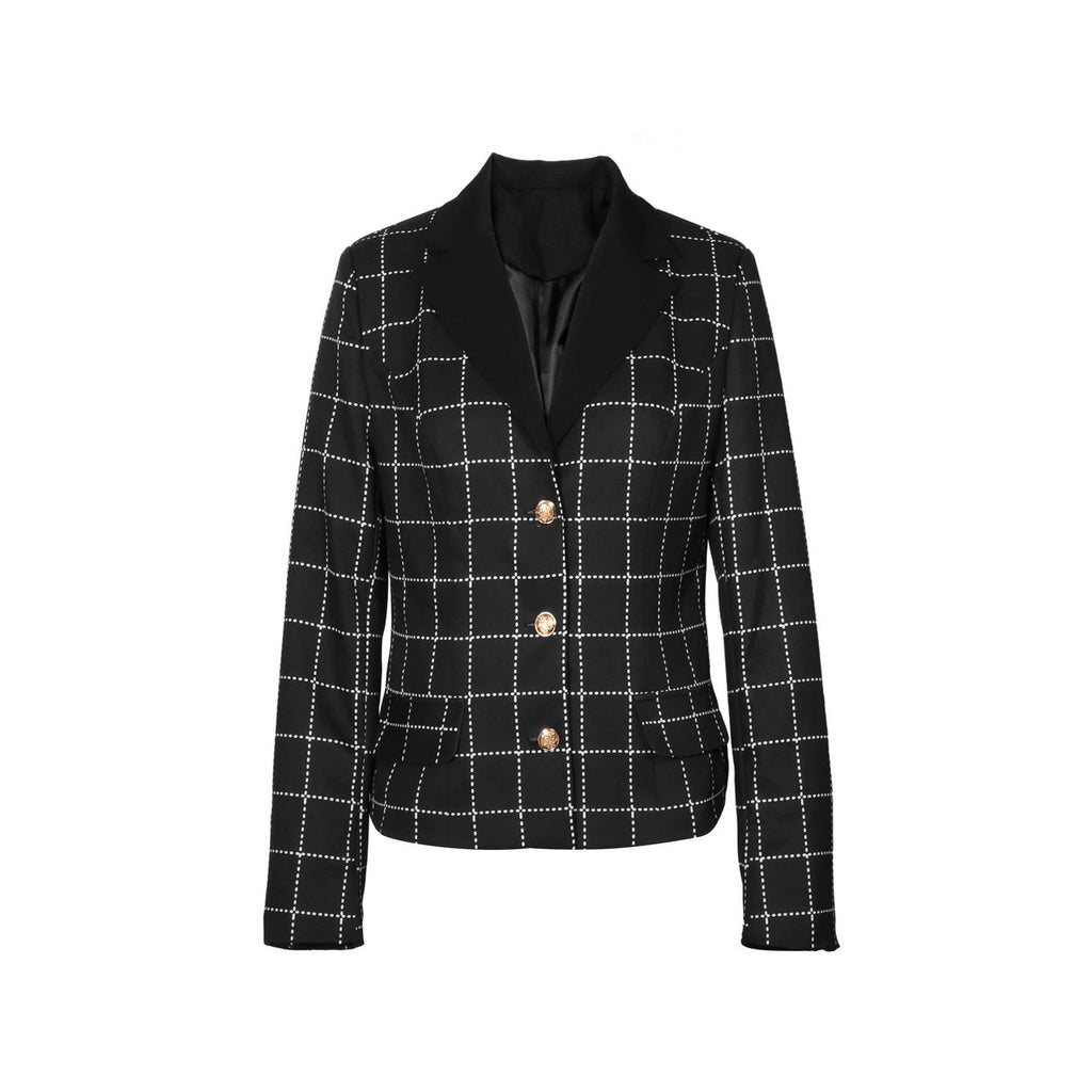 Womens Slim-Fit Casual Long-Sleeve Houndstooth Jacket