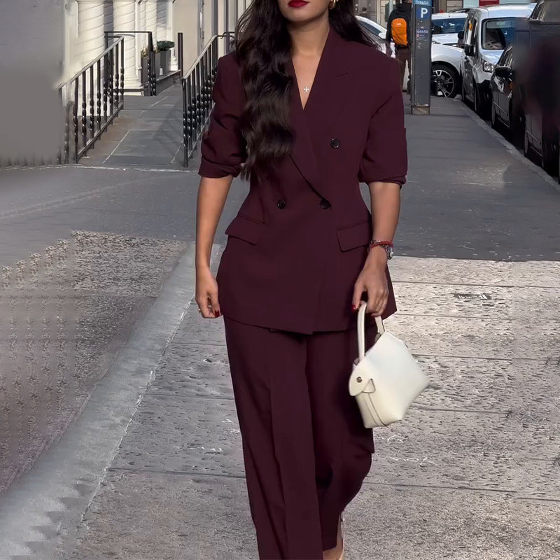 Stylish V-Neck Blazer Suit