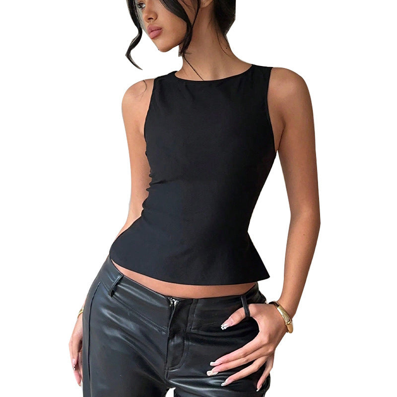 Sexy European And American Style Small Vest Stretch Sleeveless Slim Top For Women