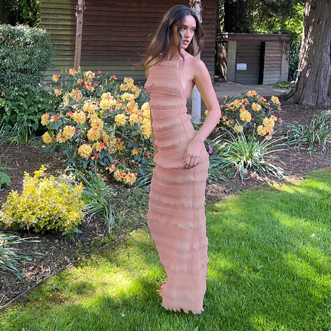 Fashion Women Tied Slim Fit Backless Dress