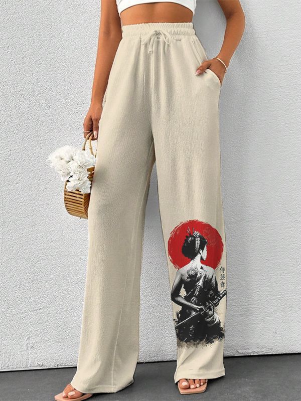 Casual Wide-leg Athletic Pants For Street Style In Europe And The US