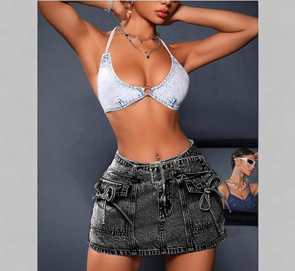 Retro Stretchy Skinny Denim Shorts