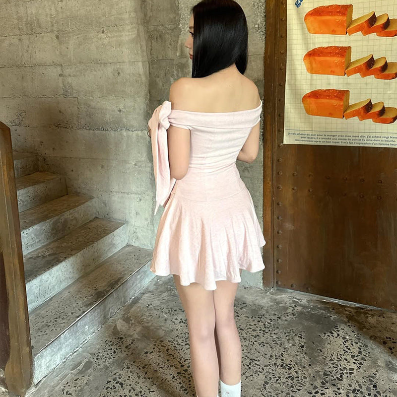 Off-shoulder Bow Girl Dress Europe And America