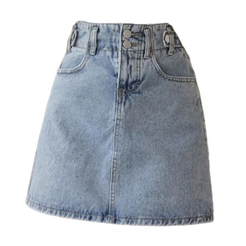 New High-waisted Slimming A-line Denim Skirt