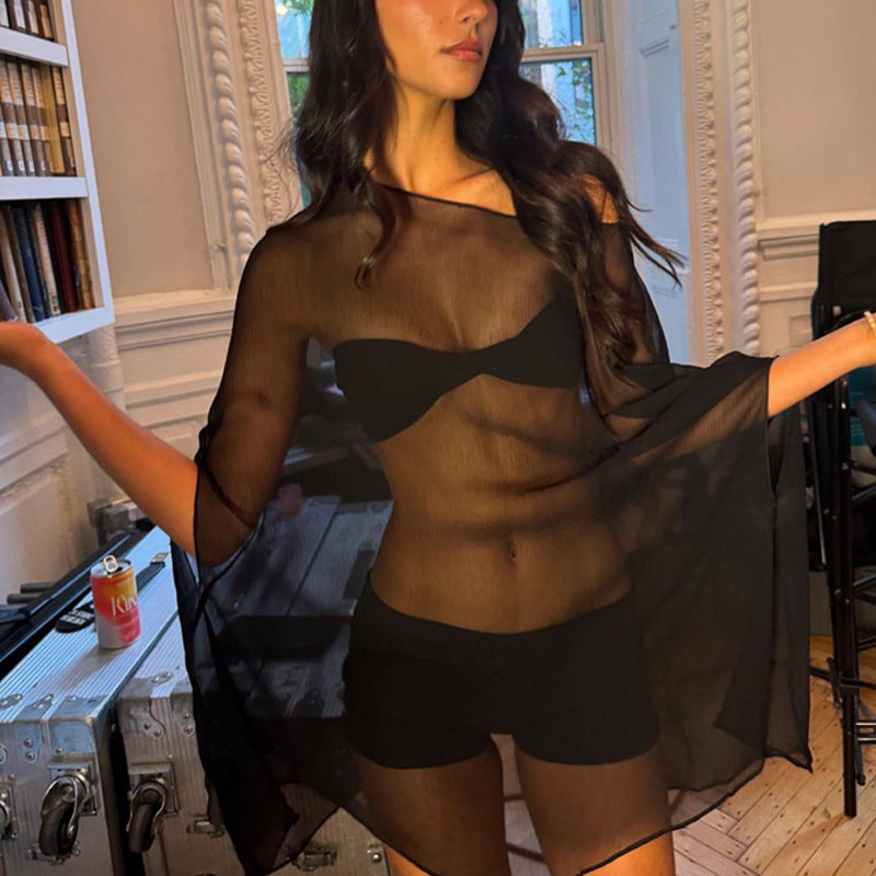 Loose-Fitting, Versatile Plus-Size Womens Chiffon Pullover Tunic