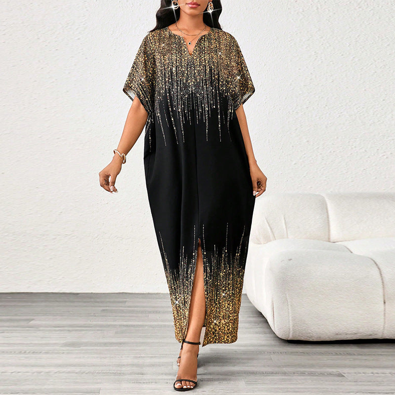 European And American Loose Temperament Dress Gradient Short Sleeve