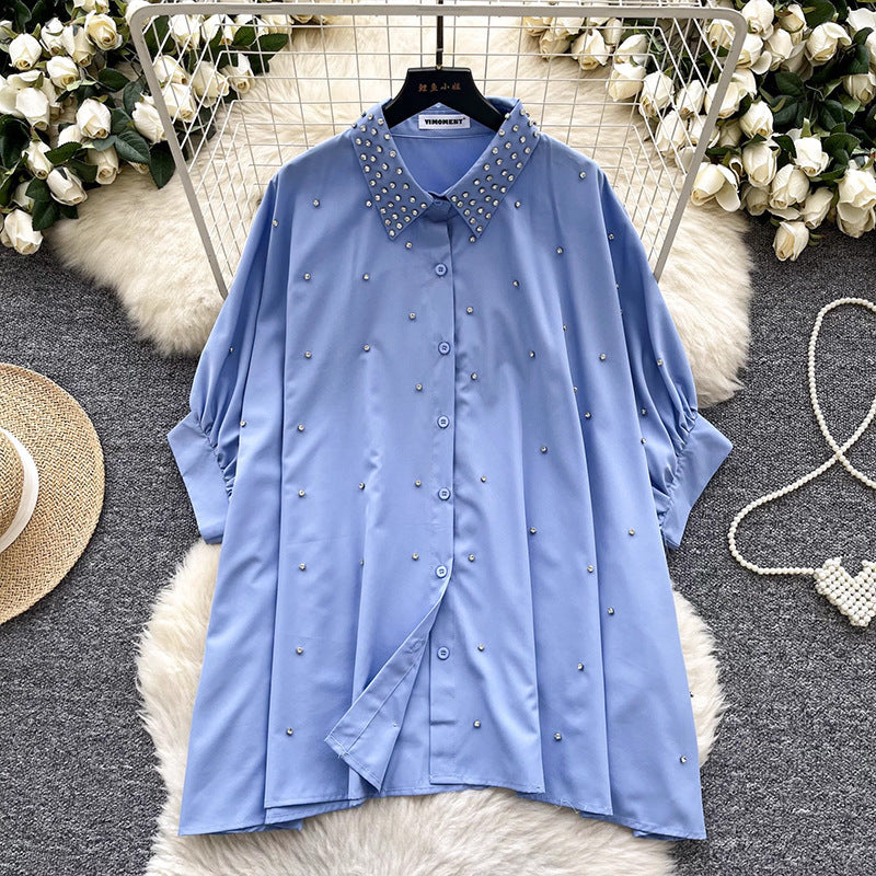 Fashionable Batwing Sleeve Loose Heavy Work Casual Shirt