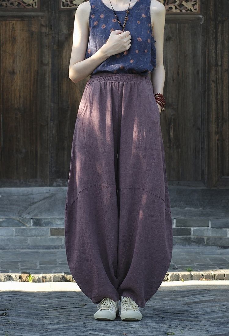 Artistic Retro Cotton And Linen Women's Distressed Loose Casual Pants