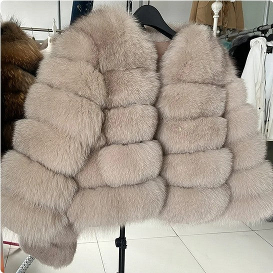 Faux Fox-fur Patchwork Thickened Warm Fur Coat