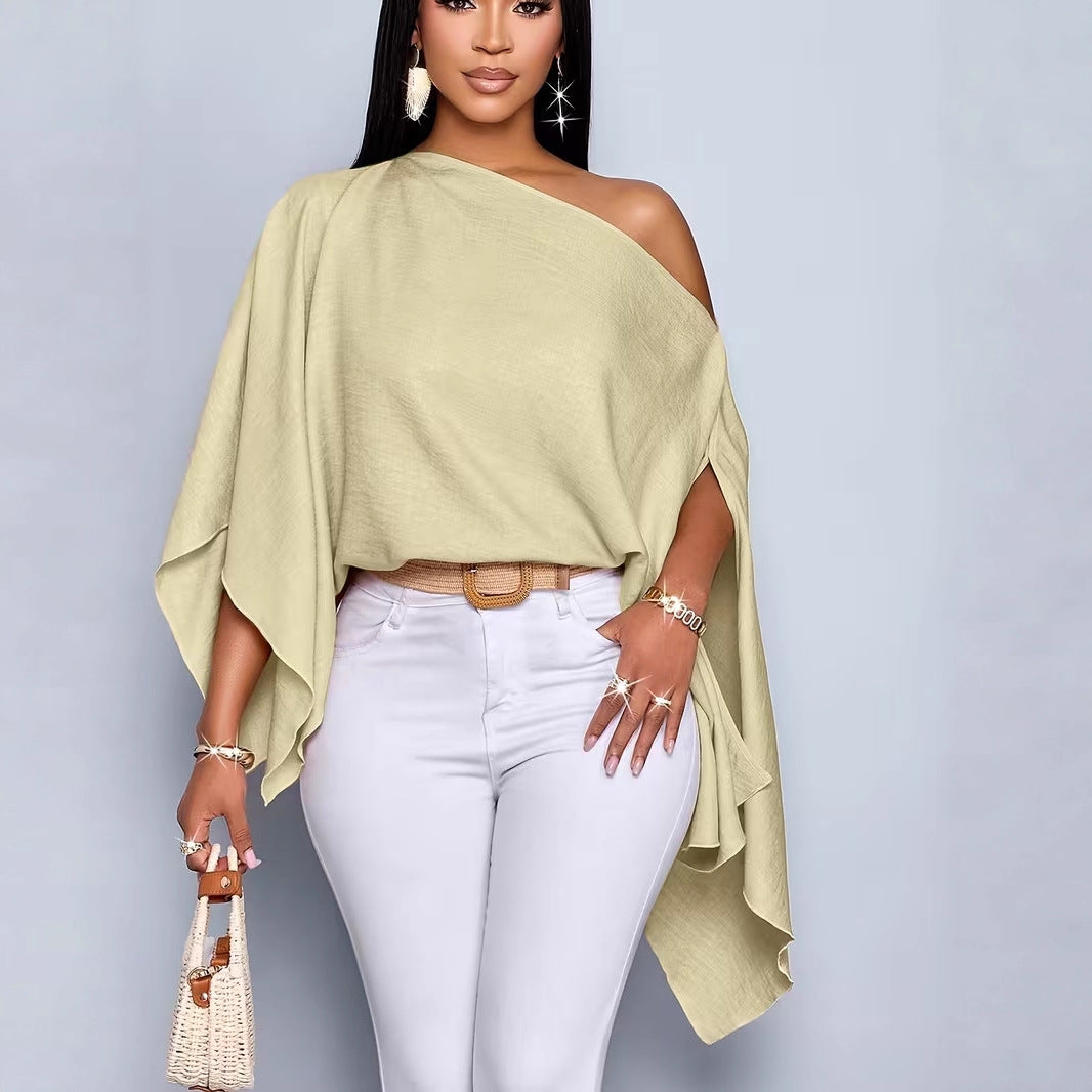 Womens European And American-style Loose-fitting Batwing-sleeve
