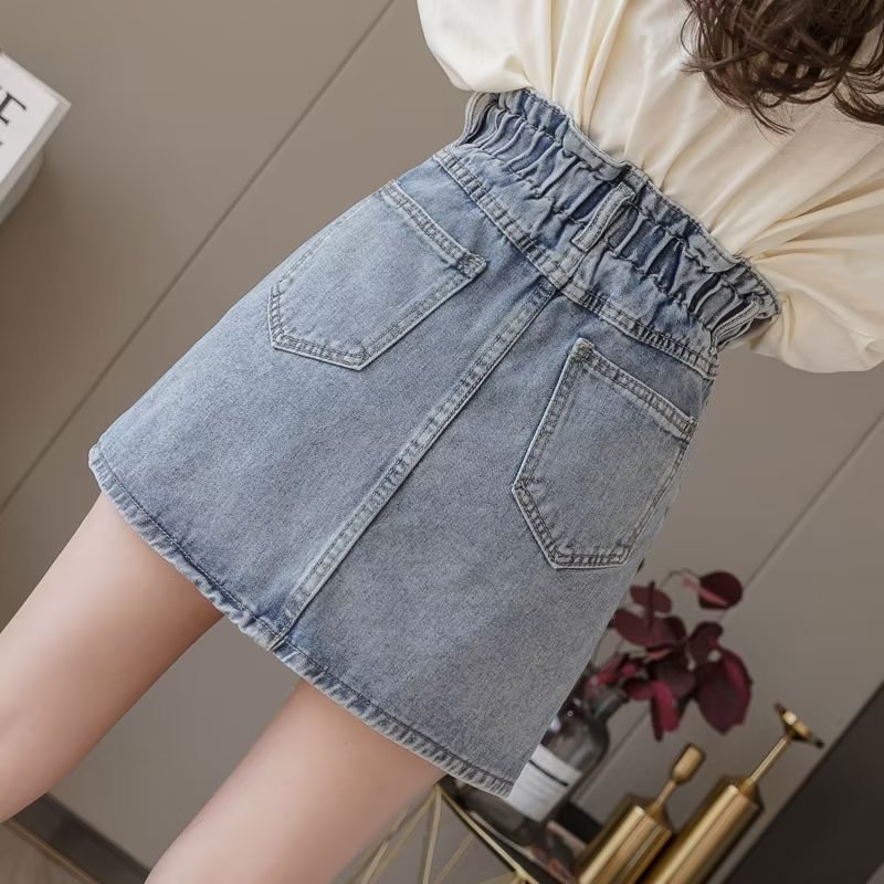 New High-waisted Slimming A-line Denim Skirt