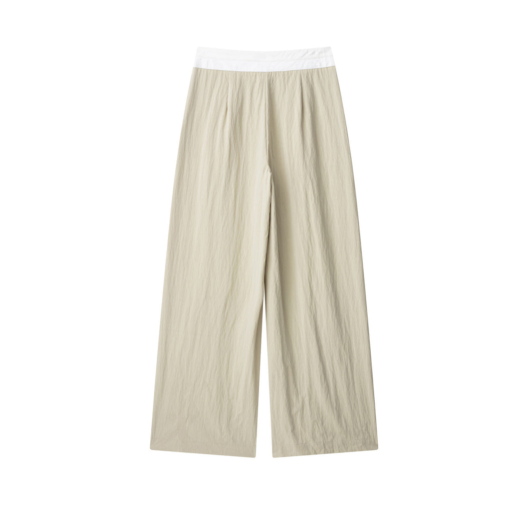 Stitching Waist High Waist Wide Leg Trousers