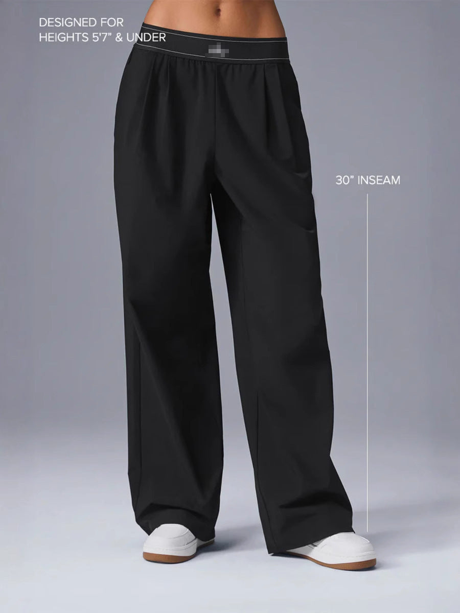 Casual Sporty Woven Wide-leg High-waisted Pants