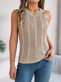 Sleeveless Knitted Resort Top With Buttons