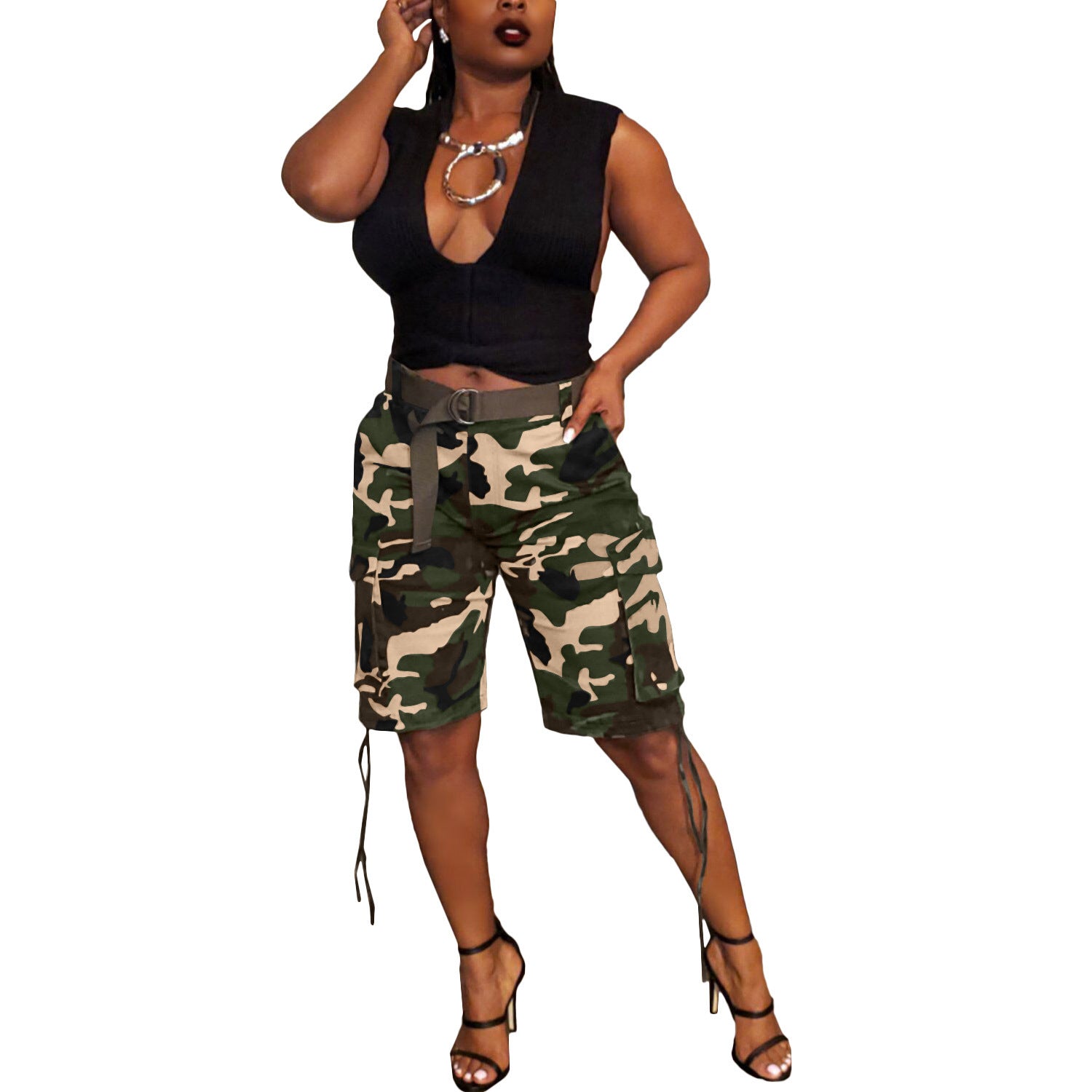 Camouflage Drawstring Multi-pocket Cargo Pants