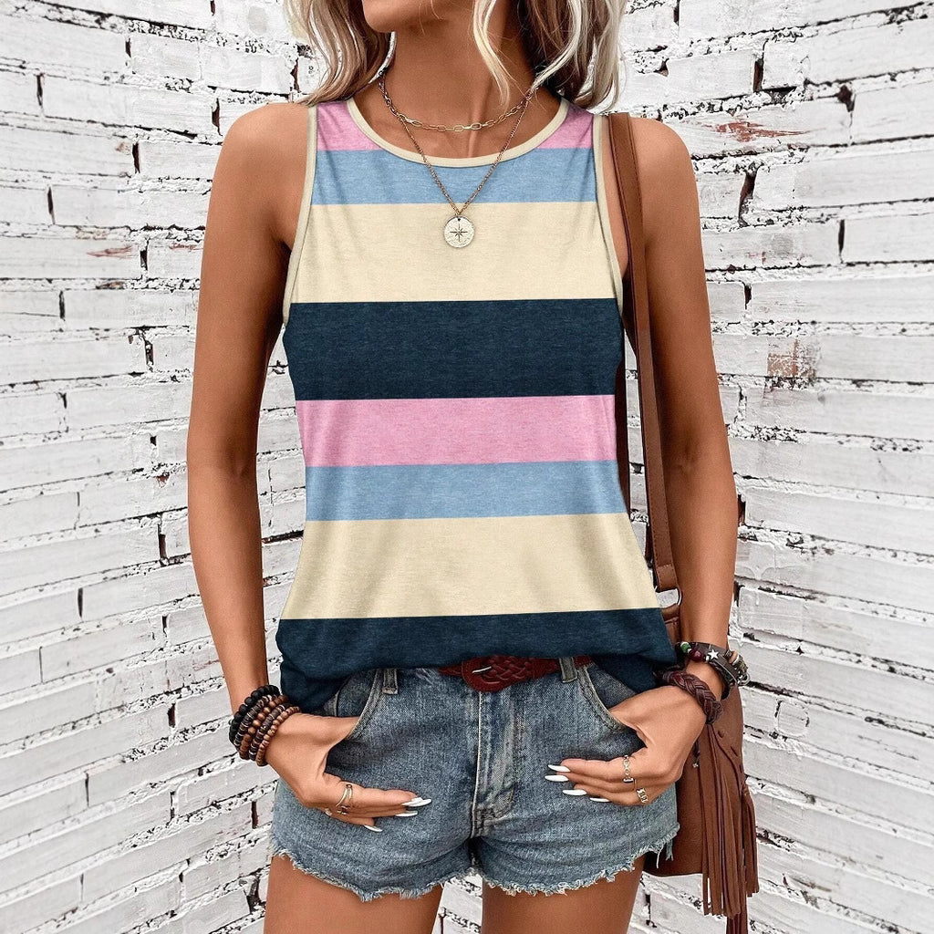 Women's Geometric Striped Garden Collar Vest