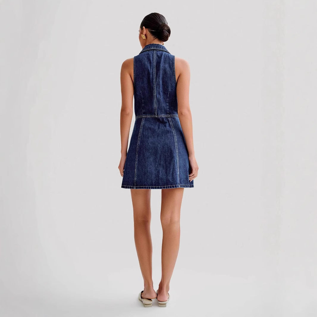 Summer Tea Dress With A Neck-strap