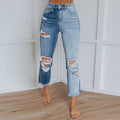 Gradient-Dye Ripped Jeans Fashion-Forward Style