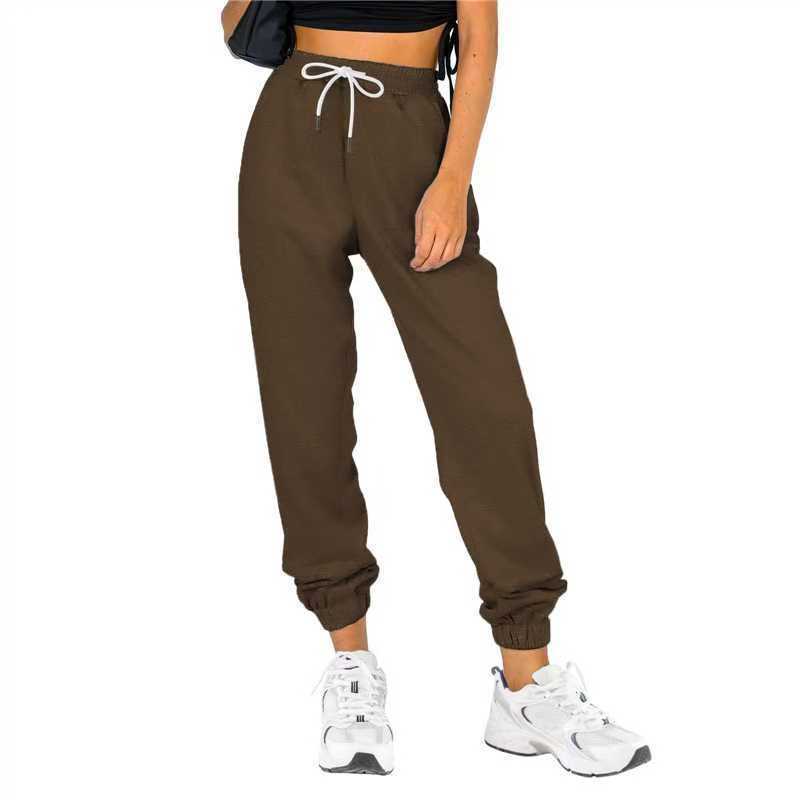 Women's Waist Belt Pocket High Waist Ankle-tied Solid Color Casual Pants