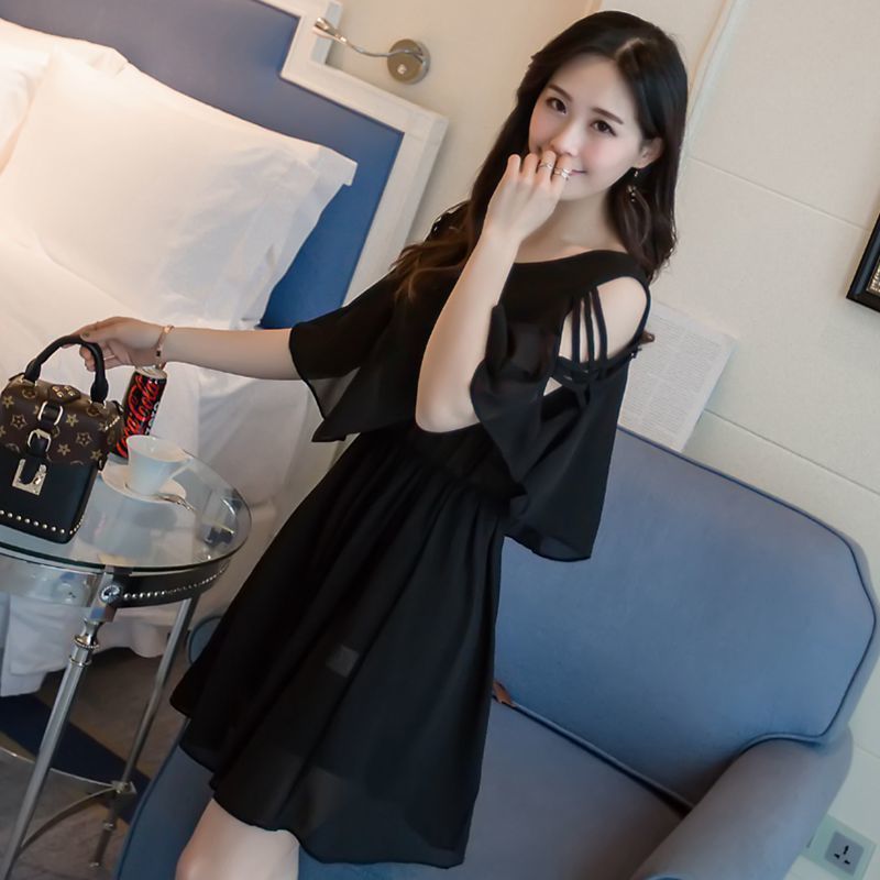 A- Line Skirt Plump Girls Fake Two-piece Off-shoulder Dress