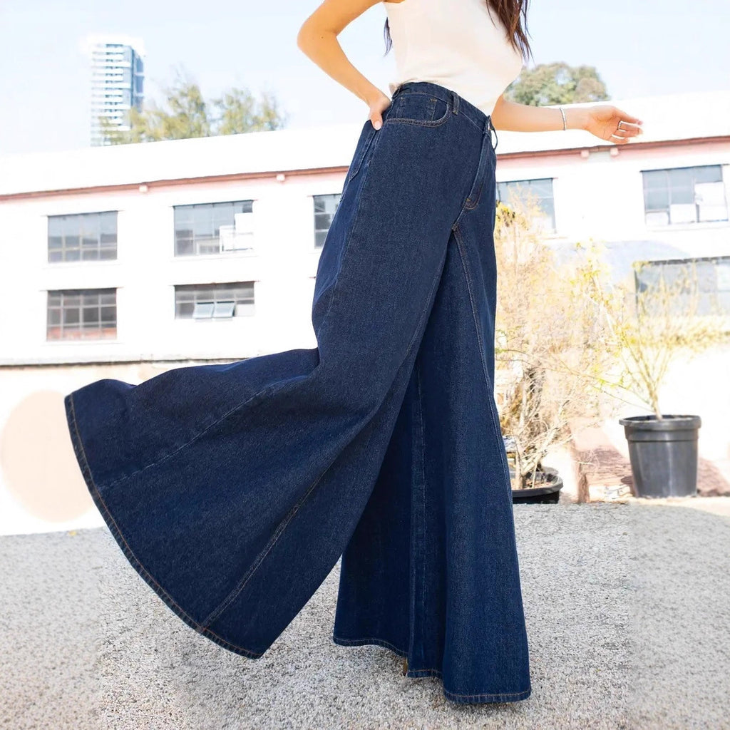 Elegant And Minimalist Wide-leg Jeans Stretch Denim Jeans