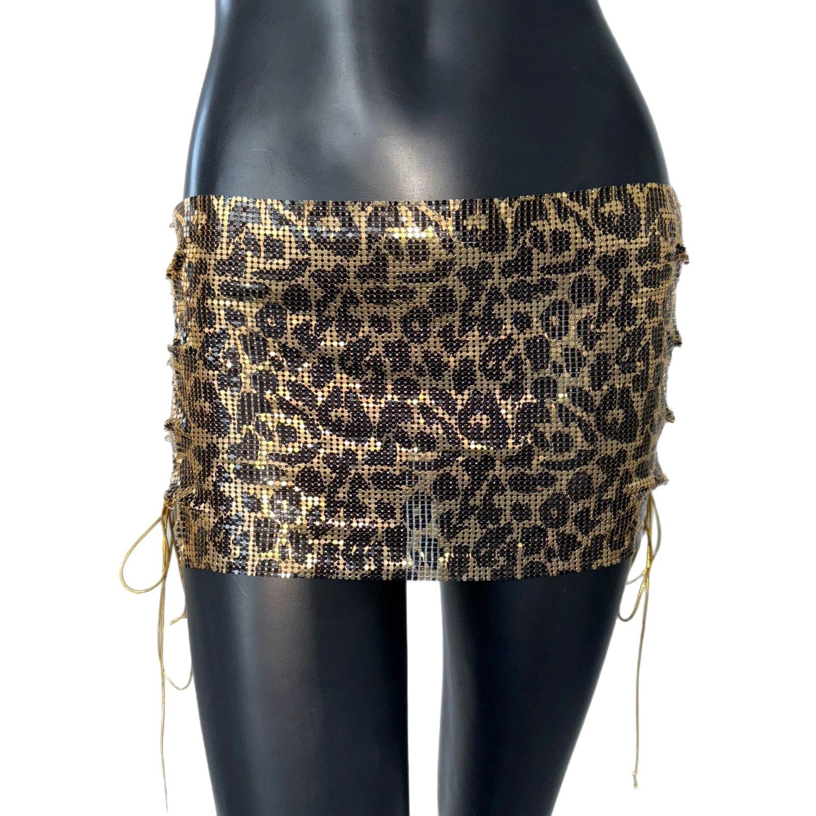 Miniskirt Metal Sequins Lace-up Skirt