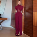 High-neck Mesh-panel Sleeveless Top And Wide-leg Pants Two-piece Set