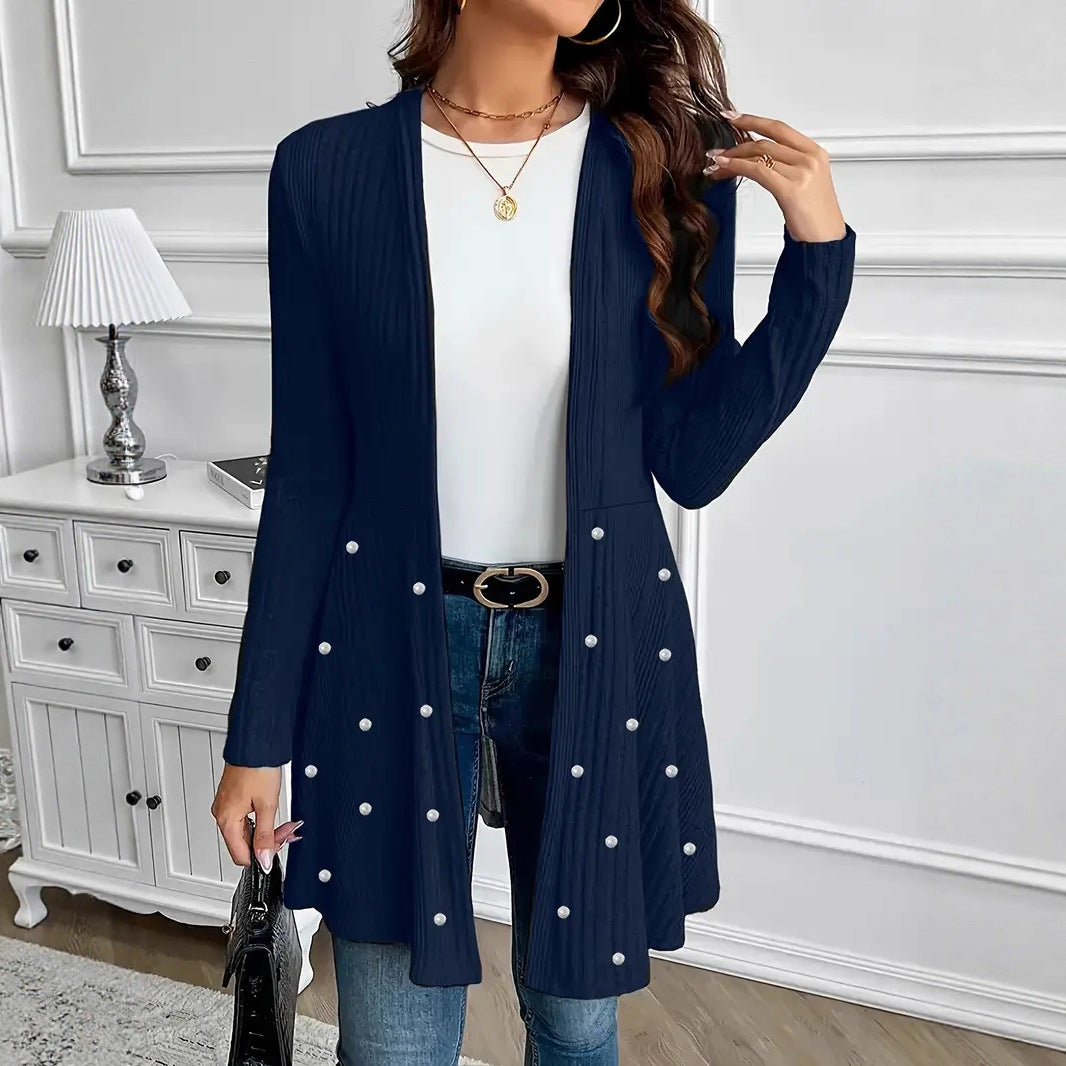 Elegant And Stylish Temperament Commuting Beaded Heavy-duty Knit Cape Jacket