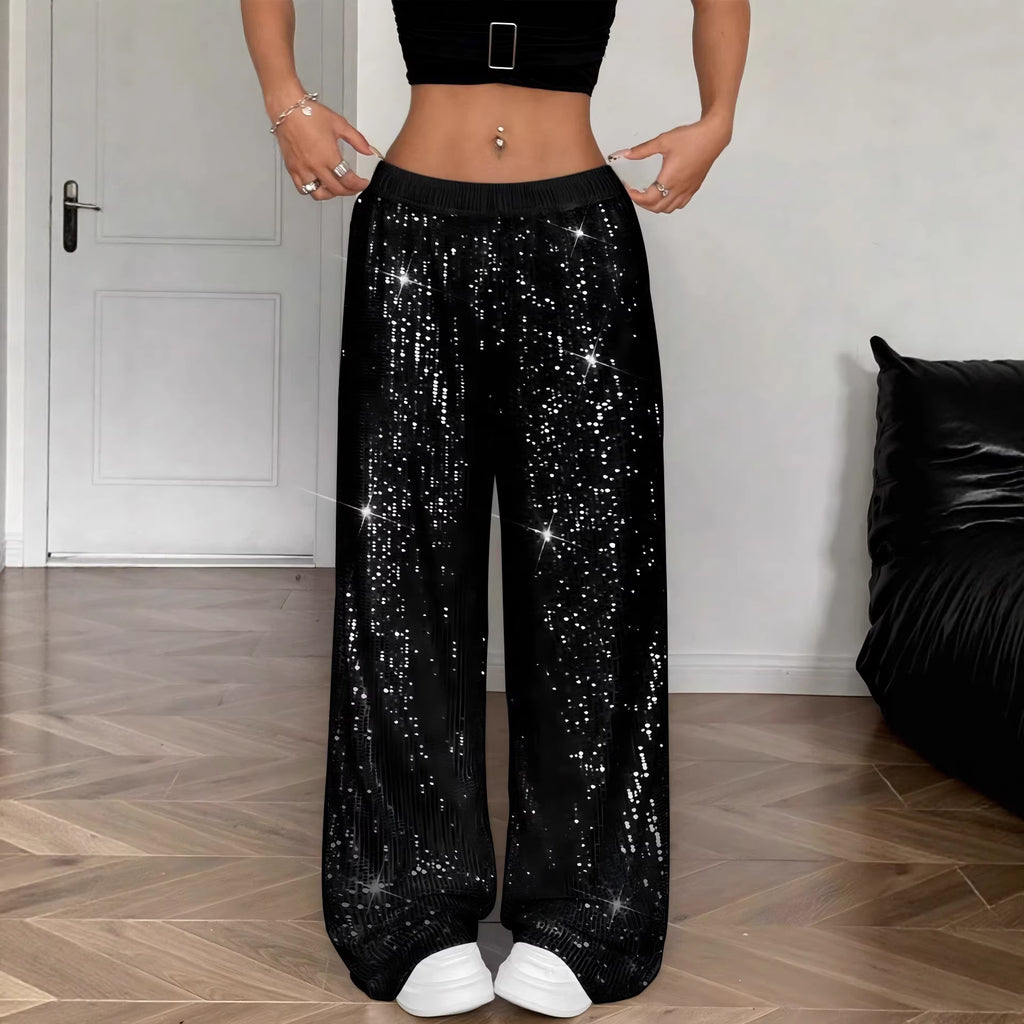 Relaxed-fit Sequin Draping Casual Pants