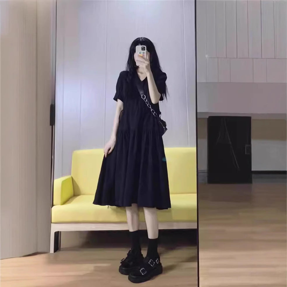 Show Thin Black Dress Women's Pear Shapes V-neck