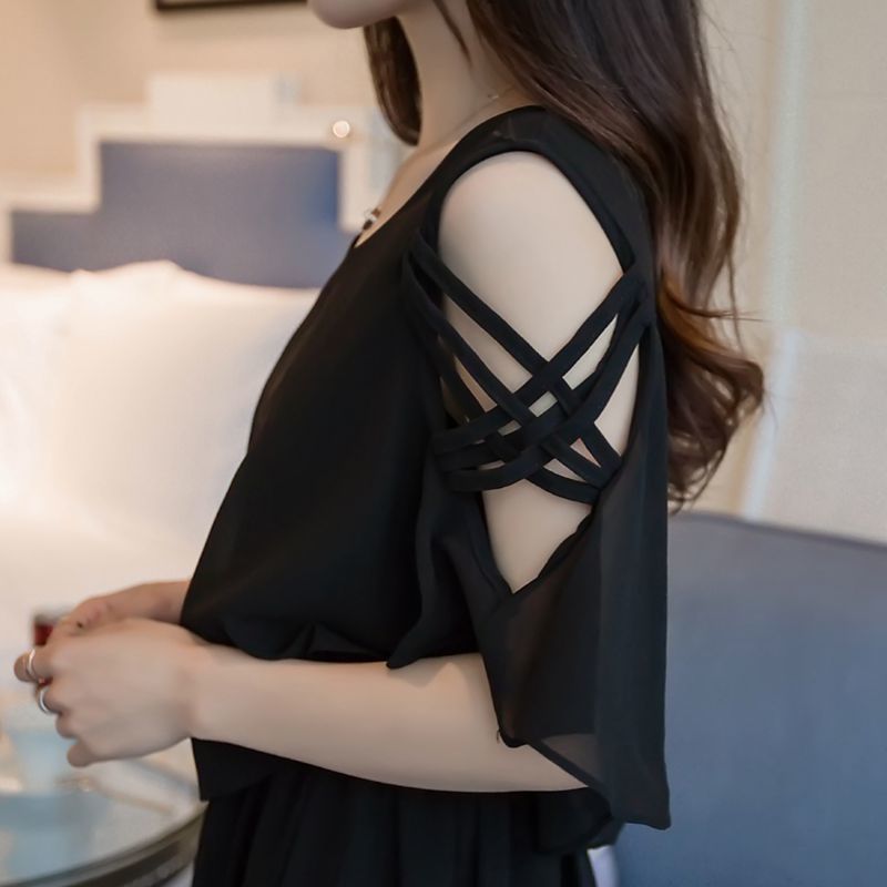 A- Line Skirt Plump Girls Fake Two-piece Off-shoulder Dress