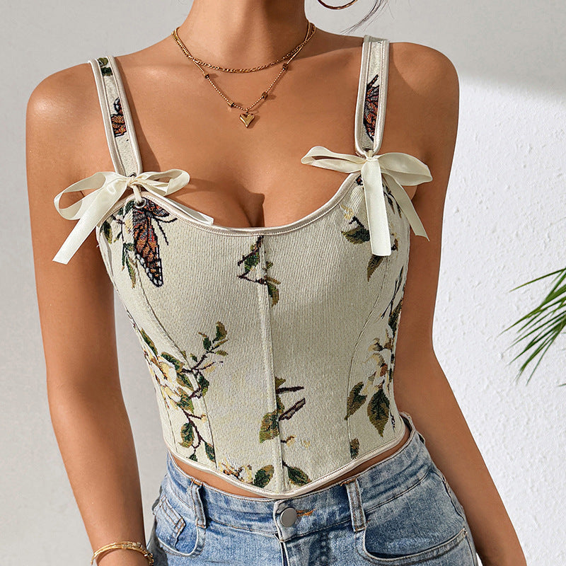 European American And French Style Floral Vintage Vest