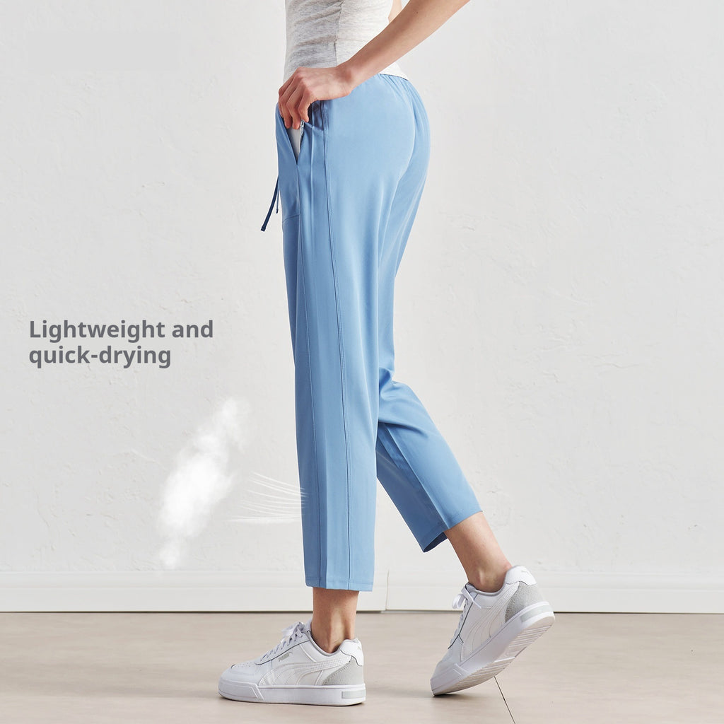 Quick-drying Track Pants Straight Harem Tappered Daddy Pants Drawstring Cigarette Pants 9 Points
