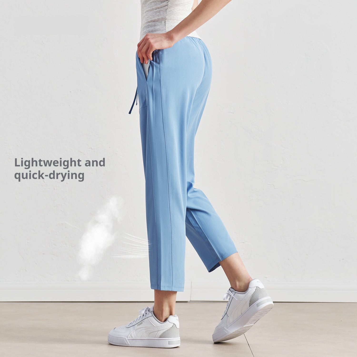 Quick-drying Track Pants Straight Harem Tappered Daddy Pants Drawstring Cigarette Pants 9 Points