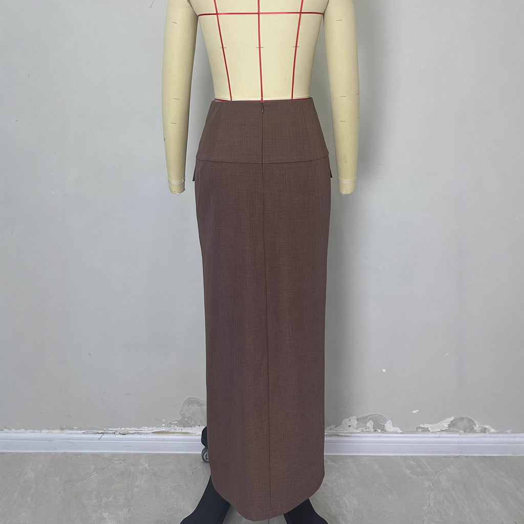 Women's High-waisted Slimming High-slit Long Bodycon Skirt