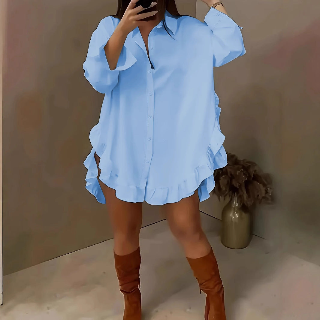 Spring And Summer Shirt Loose Solid Color Women's Clothing