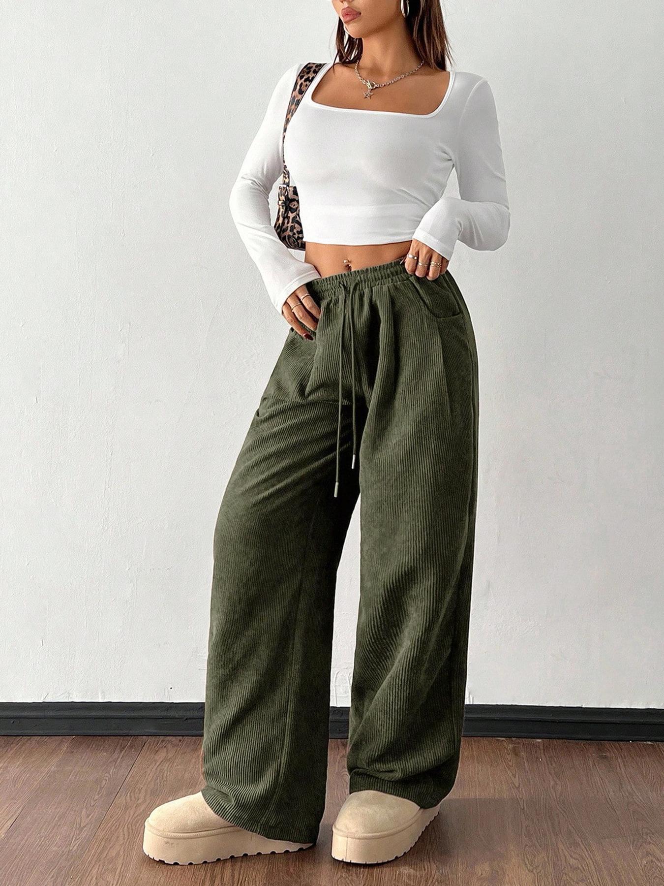 Corduroy Wide-leg Pants For Women Loose-fitting Figure-flattering And Drapey Casual