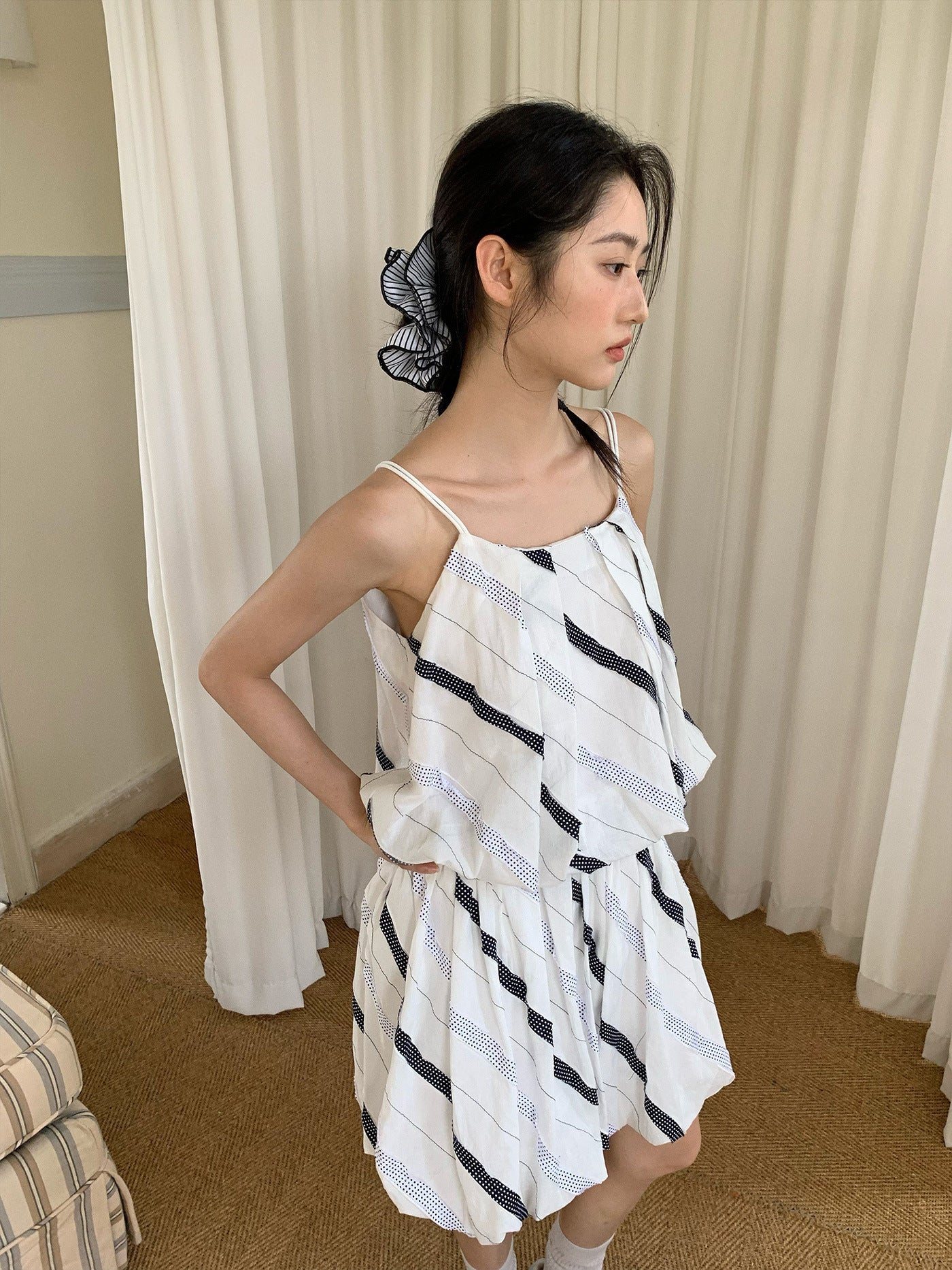 Fashion Diagonal Stripe Bud Camisole Women