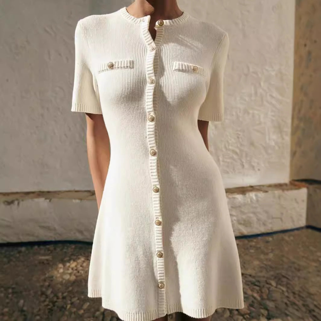 Fashion Round Neck Slim Fit Slimming Dress