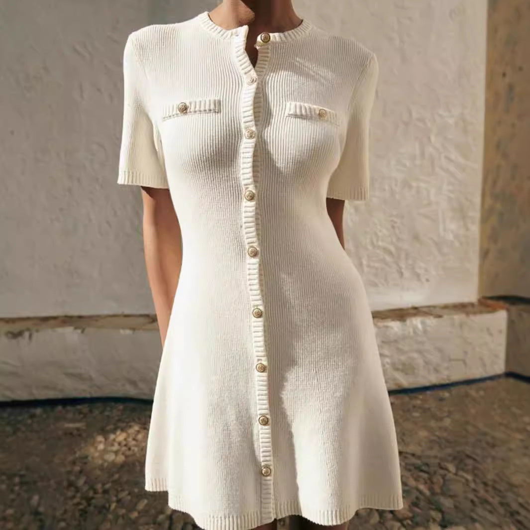 Fashion Round Neck Slim Fit Slimming Dress